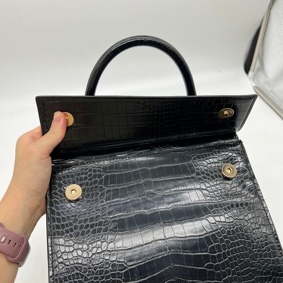 Attitudes by Renee Faux Crocodile Multi-Purpose Lunch Box Black Reptile - Picture 9 of 13